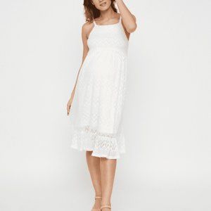 Mama;licious Emma Strap Jersey Lace Midi Dress, Women's Size S - Snow White